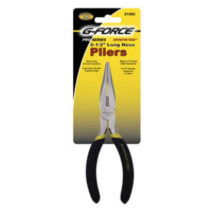 G-FORCE 21262 6-1/2" LONG NOSE PLIERS ERGO GRIP HANDLE