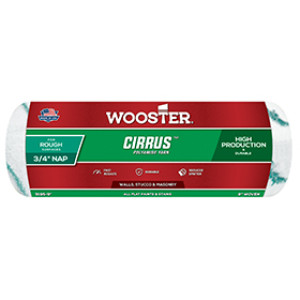 WOOSTER CIRRUS R195-9 9" X 3/4" WHITE/GREEN STRIPES POLYAMIDE ROLLER COVER