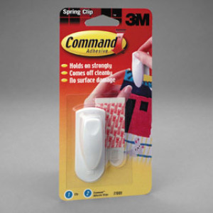 3M 17005-ES COMMAND WHITE MEDIUM SPRING CLIP - 1 CLIP / 2 STRIPS