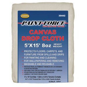 PAINT-FORCE 30442 5' X 15' 8 OZ CANVAS DROP CLOTH