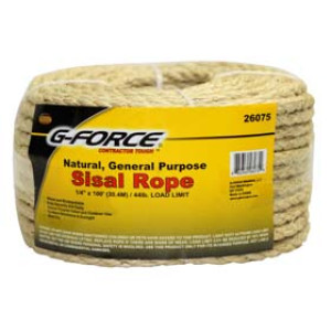 G-FORCE 26075 1/4" X 100' TWISTED SISAL ROPE
