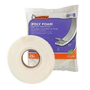 FROST KING L343 12032 1" X 1/4" X 17' OPEN CELL POLY FOAM WEATHERSEAL TAPE S/A