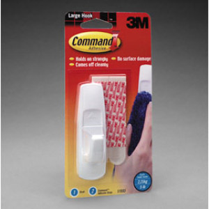 3M 17003ES COMMAND WHITE LARGE UTILITY HOOK 5 LBS CAPACITY - 1 HOOK / 2 STRIPS