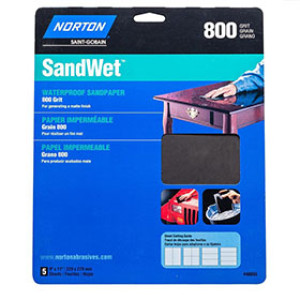 NORTON 48055 9" X 11" 800 SANDWET WATERPROOF SANDPAPER 5 PACK