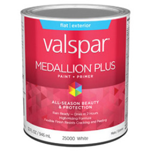 VALSPAR 25000.005 MEDALLION PLUS FLAT WHITE EXTERIOR PAINT + PRIMER