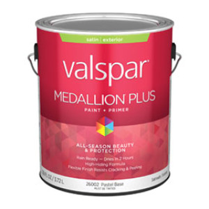 VALSPAR 26002.007 MEDALLION PLUS SATIN PASTEL BASE EXTERIOR PAINT + PRIMER