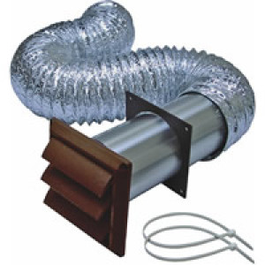 LAMBRO 1379W 4" X 8' WHITE PLASTIC LOUVER VENT KIT UL DUCT