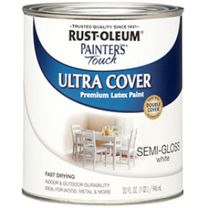 RUST-OLEUM PAINTER'S TOUCH 1993502 ULTRA COVER SEMI-GLOSS WHITE LATEX PAINT