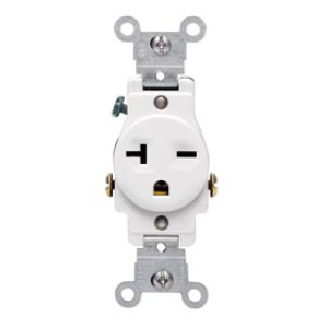 LEVITON S12-5821-WS COMMERCIAL 20A-250V SINGLE OUTLET WHITE
