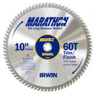 IRWIN MARATHON 14074 10" 60T MITER AND TABLE SAW BLADE CARBIDE TRIM AND FINISH