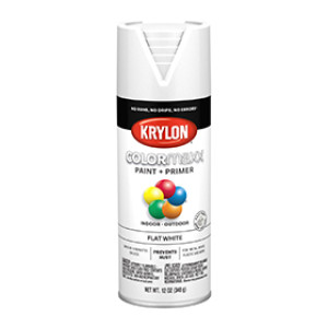 KRYLON K05548007 COLORMAXX PAINT + PRIMER FLAT WHITE 12 OZ INDOOR - OUTDOOR