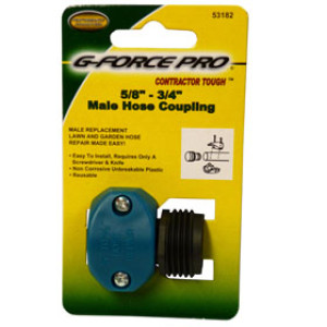 G-FORCE 53182 POLY MALE COUPLING FOR 5/8" AND 3/4" HOSE CARDED