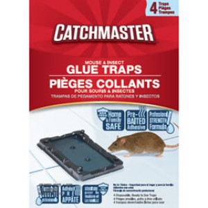 CATCHMASTER 104-12 BAITED MOUSE&INSECT GLUE TRAPS 4-PACK PROFESSIONAL STRENGTH