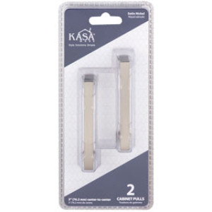 KASAWARE K7063SN-2 SQUARE BAR PULL SATIN NICKEL 3-3/8" 2-PACK