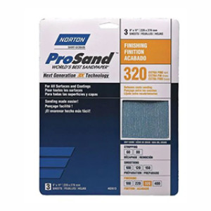 NORTON PROSAND 68157 320 GRIT 9" X 11" EXTRA FINE (3PK) HANDY PACK