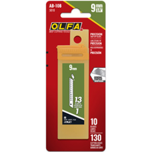 OLFA 5010 9MM PRECISION SILVER SNAP-OFF BLADES 10/PK AB-10B