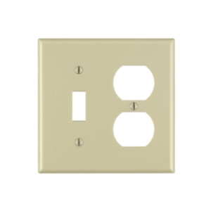 LEVITON 001-86005-000 TWO GANG COMBINATION WALLPLATE IVORY