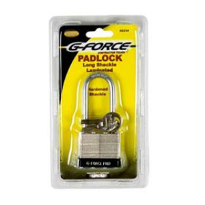G-FORCE 60234 1-1/2" LONG SHACKLE STEEL LAMINATED PADLOCK