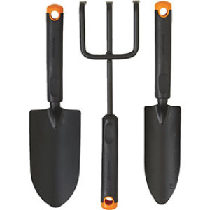 FISKARS 373770-1001 TROWEL/TRANSPLANTER/CULTIVATOR SET 3 PIECE