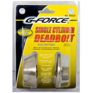 G-FORCE 80320 SINGLE CYLINDER STAINLESS STEEL FINISH DEADBOLT SC1 KEYWAY