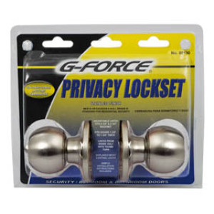 G-FORCE 80130 PRIVACY BALL KNOB LOCKSET STAINLESS STEEL