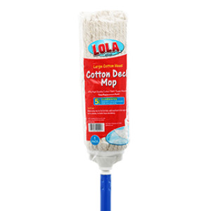 LOLA PRODUCTS 201 COTTON DECK MOP 48" RESIN COATED STEEL HANDLE WITH HANG CAP