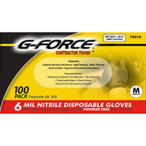 G-FORCE 75010M 6MIL BLACK NITRILE GLOVE MEDIUM (100PK)
