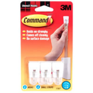 3M 17067ES COMMAND WHITE SMALL UTENSIL WIRE HOOKS 1/2LB CAP 3 HOOKS / 4 STRIPS