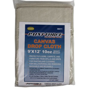 PAINT-FORCE 30411 9' X 12' 10 OZ CANVAS DROP CLOTH