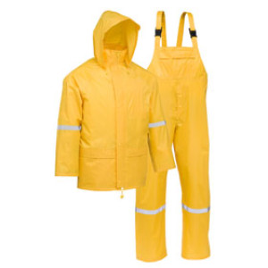 WEST CHESTER 44338/L LARGE 3-PC POLY / PVC YELLOW RAIN SUIT W/ REFLECTIVE TAPE