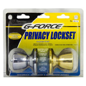 G-FORCE 80115 PRIVACY TULIP KNOB LOCKSET SPLIT FINISH POLISHED BRASS & S/STEEL