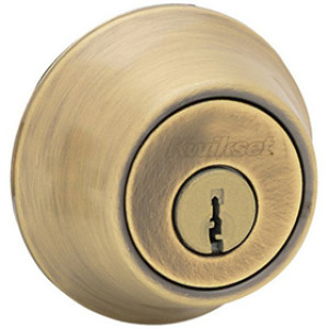 KWIKSET 665-5 CP K6 ANTIQUE BRASS DOUBLE DEADBOLT 96650-391