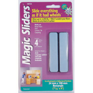 MAGIC SLIDERS 04124 24 X 100MM RECTANGLE SLIDING DISCS WITH ADHESIVE (4PK)