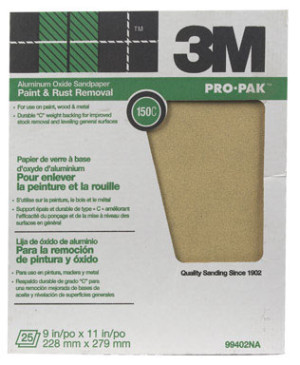 3M 02112 PRODUCTION 9" X 11" 150C SANDPAPER SHEETS 100 PACK