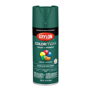 KRYLON K05563007 COLORMAXX PAINT + PRIMER SATIN HUNTER GREEN 12 OZ IN-OUTDOOR